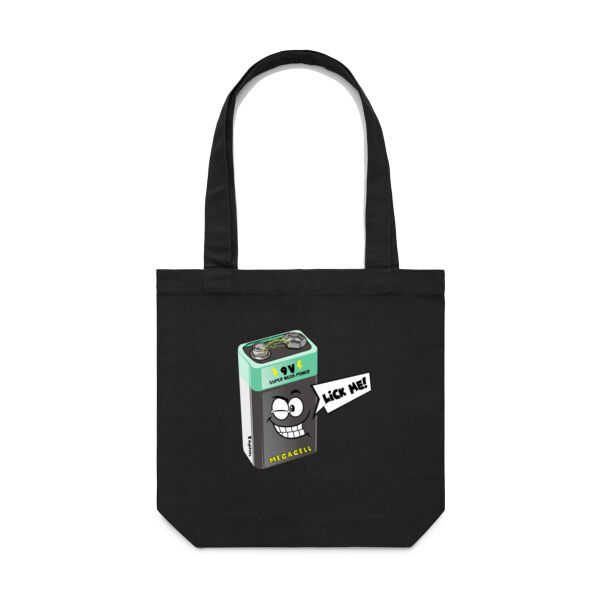 Lick Me 9V Battery Tote Bag Thumbnail